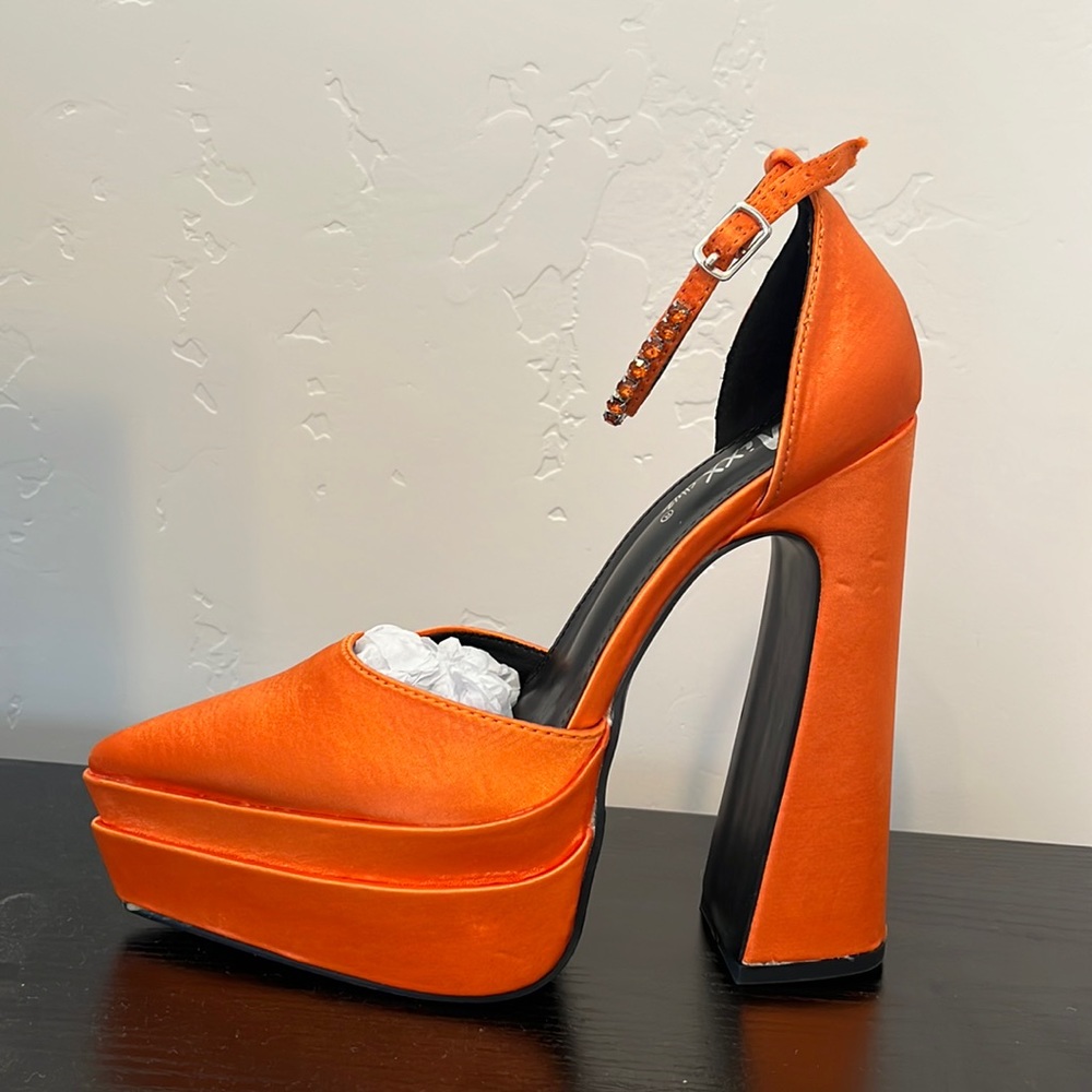 Orange platform high heels